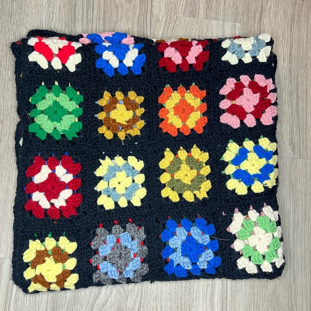 Colorful Crochet Granny Square Blanket 68 x 35